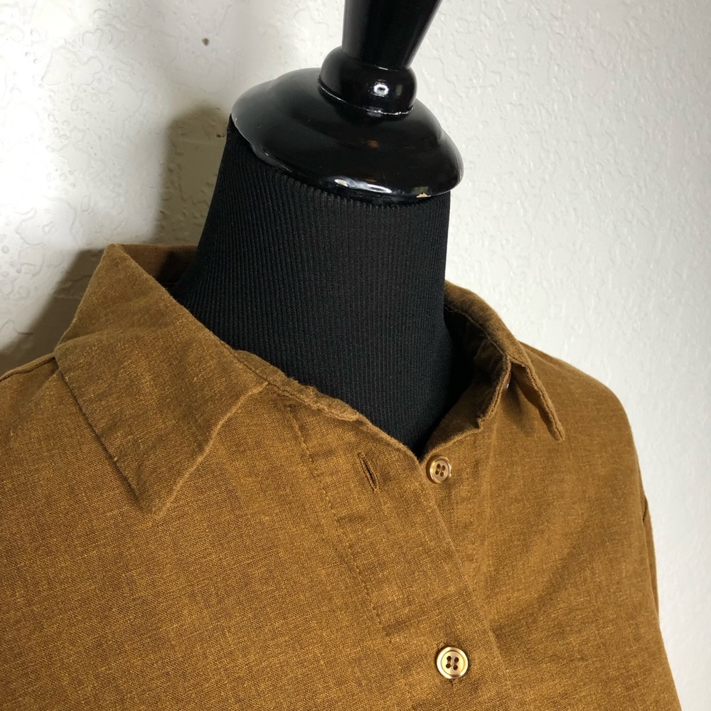 Velvet Heart caramel golden brown linen button down top size Medium - Picture 7 of 15